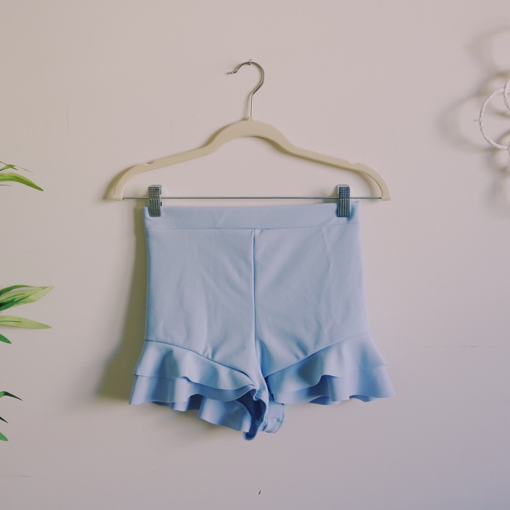 ✰ breathtaking baby blue ruffled shorts ✰
